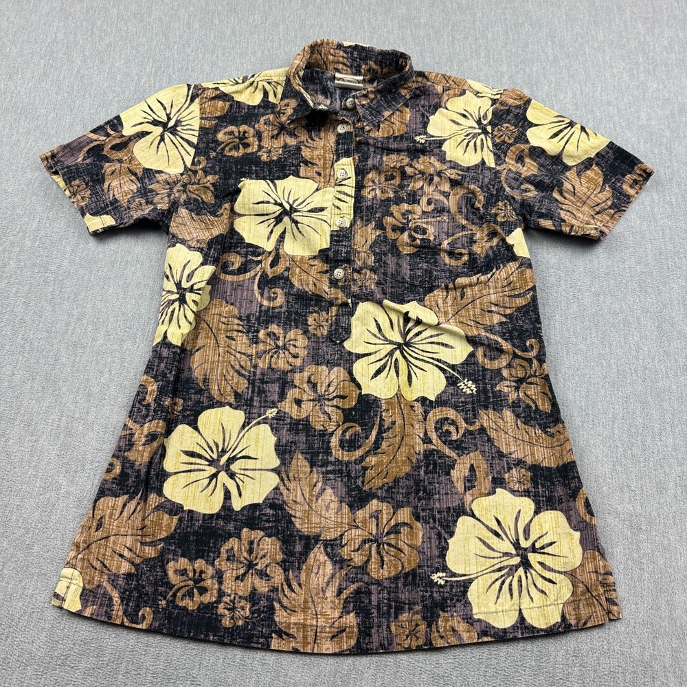 Vintage Go Barefoot Shirt Women Small Floral 1/2 Button Pullover Made In USA